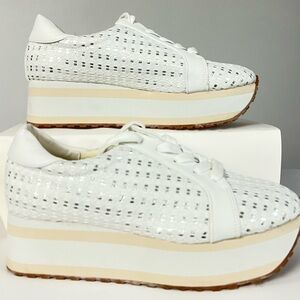 —


Pierre Dumas White Woven Platform Sneakers Size 8.5
